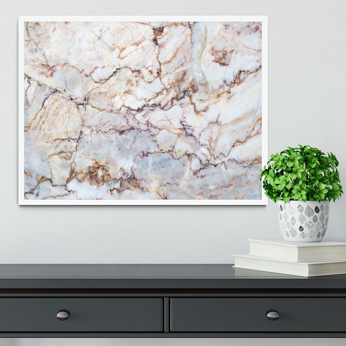 Marble with Brown Veins Framed Print - Canvas Art Rocks -6