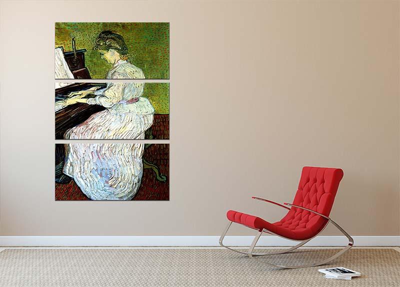 Marguerite Gachet at the Piano by Van Gogh 3 Split Panel Canvas Print - Canvas Art Rocks - 2