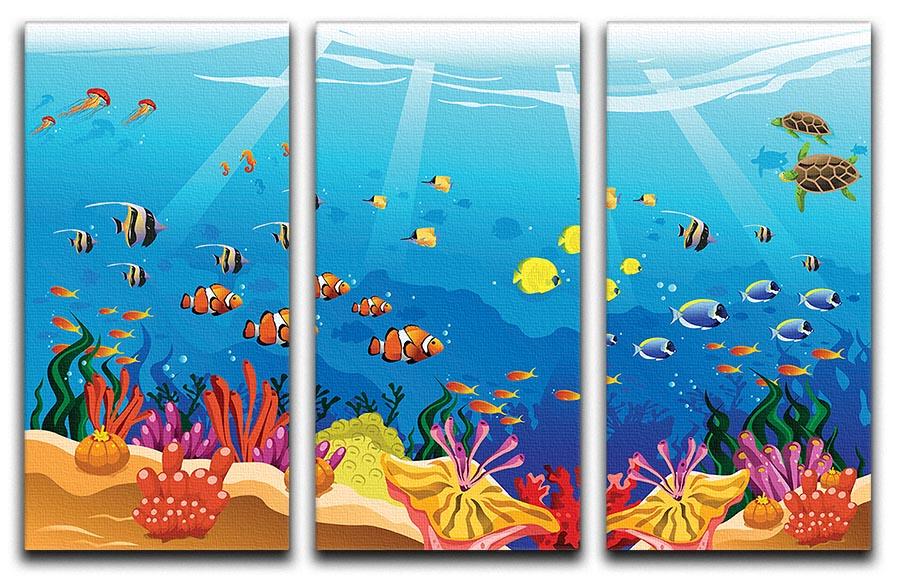Marine underwater scene 3 Split Panel Canvas Print - Canvas Art Rocks - 1