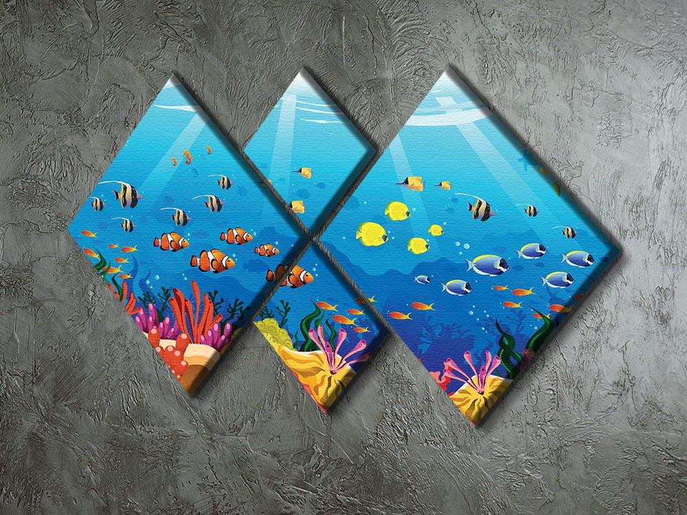 Marine underwater scene 4 Square Multi Panel Canvas  - Canvas Art Rocks - 2