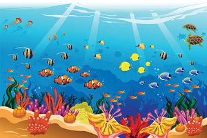 Marine underwater scene Wall Mural Wallpaper - Canvas Art Rocks - 1