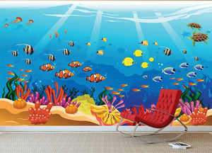 Marine underwater scene Wall Mural Wallpaper - Canvas Art Rocks - 3
