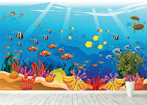 Marine underwater scene Wall Mural Wallpaper - Canvas Art Rocks - 4
