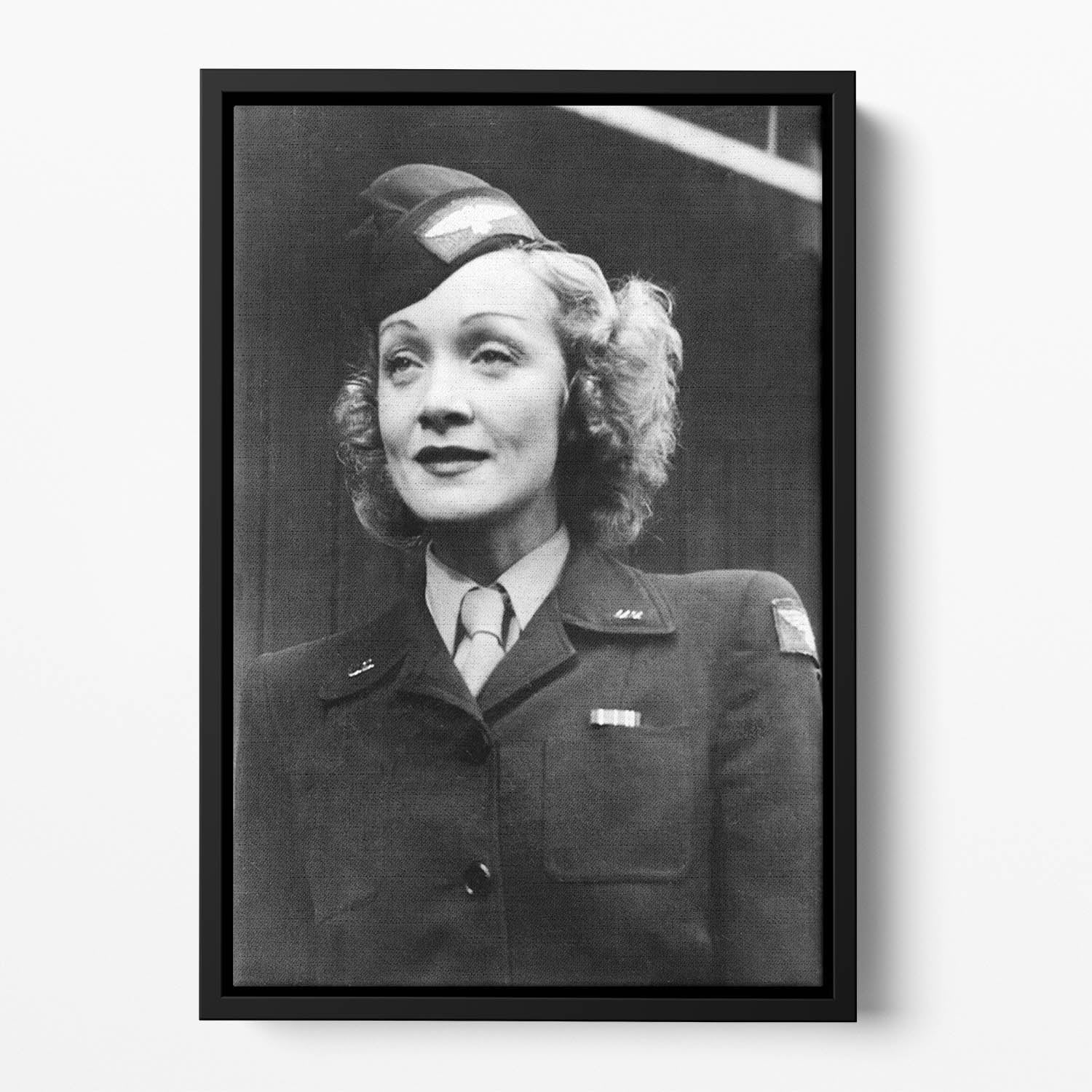 Marlene Dietrich in uniform Floating Framed Canvas