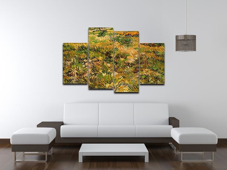 Meadow in the Garden of Saint-Paul Hospital by Van Gogh 4 Split Panel Canvas - Canvas Art Rocks - 3