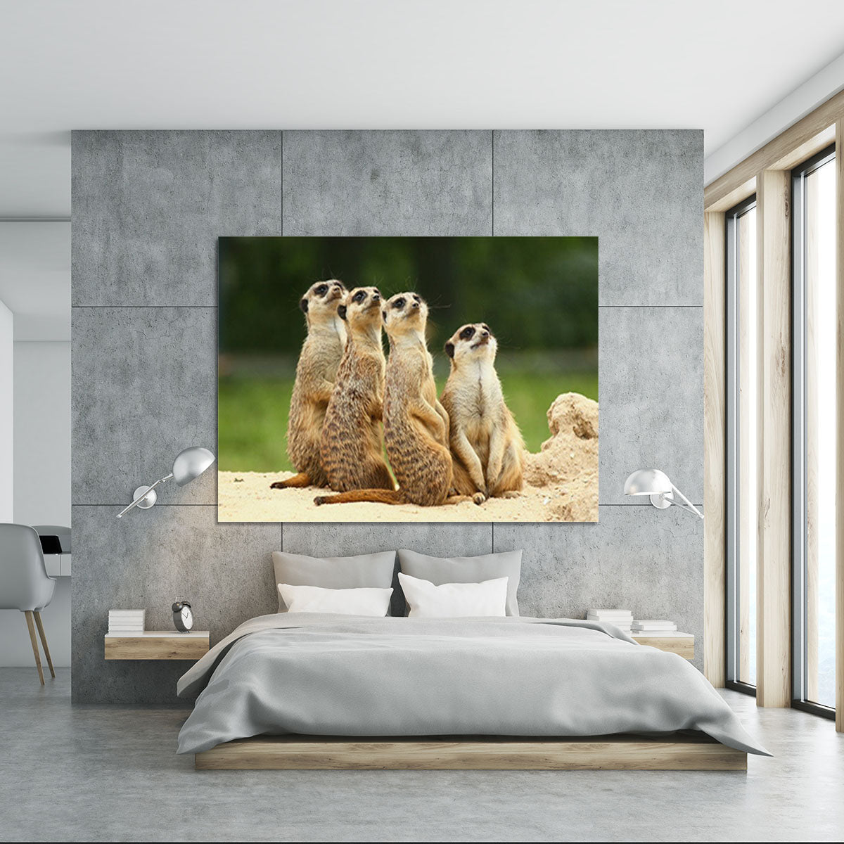 Meerkats Suricata all sit together Canvas Print or Poster - Canvas Art Rocks - 5