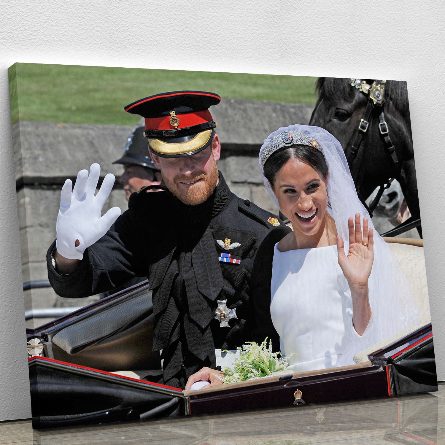Meghan and Prince Harry wave to the crowds Canvas Print or Poster - Canvas Art Rocks - 1