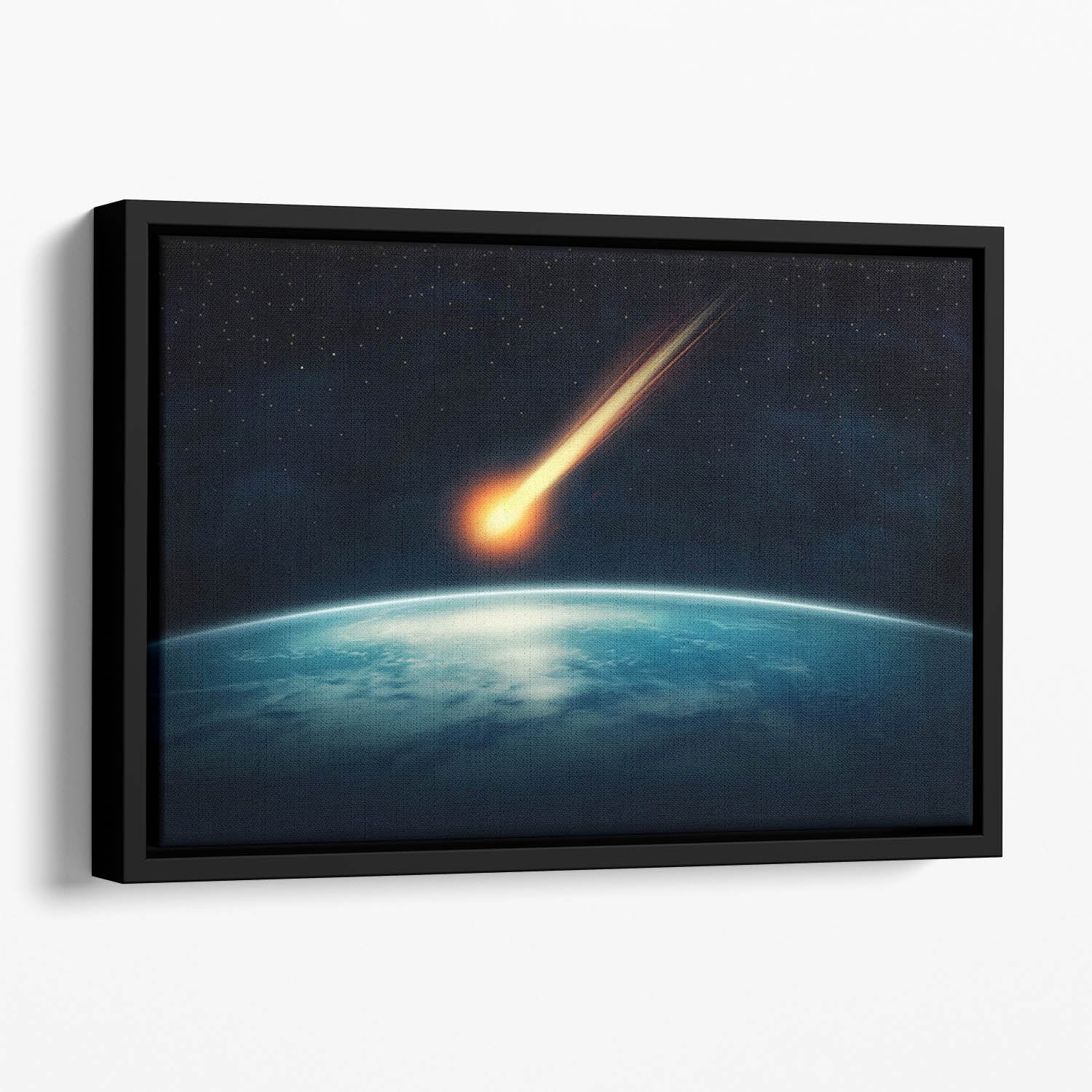 Meteor flying to the earth Floating Framed Canvas