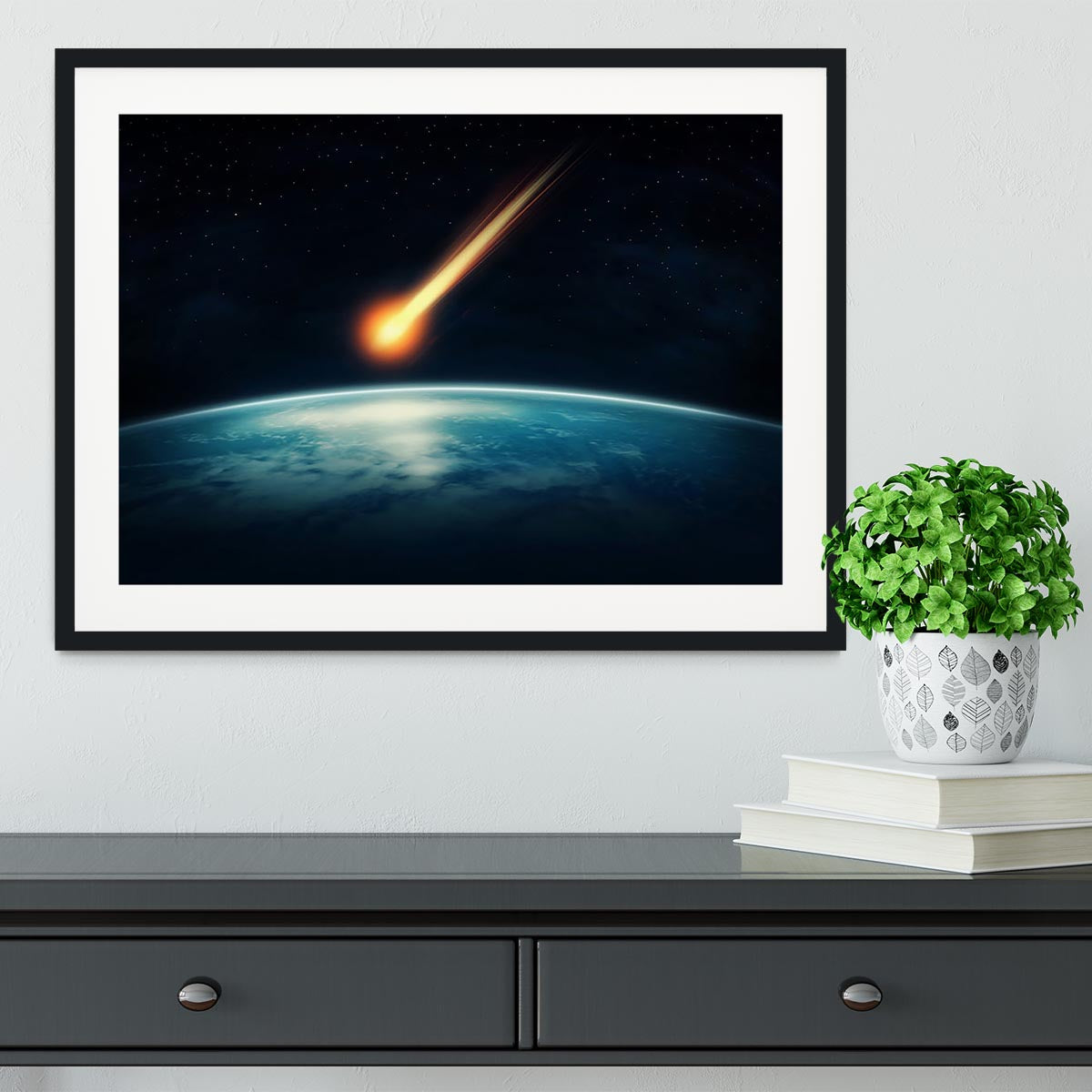 Meteor flying to the earth Framed Print - Canvas Art Rocks - 1