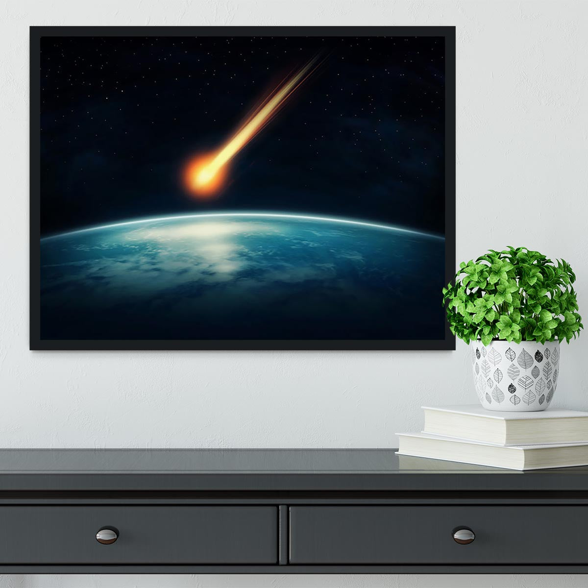 Meteor flying to the earth Framed Print - Canvas Art Rocks - 2