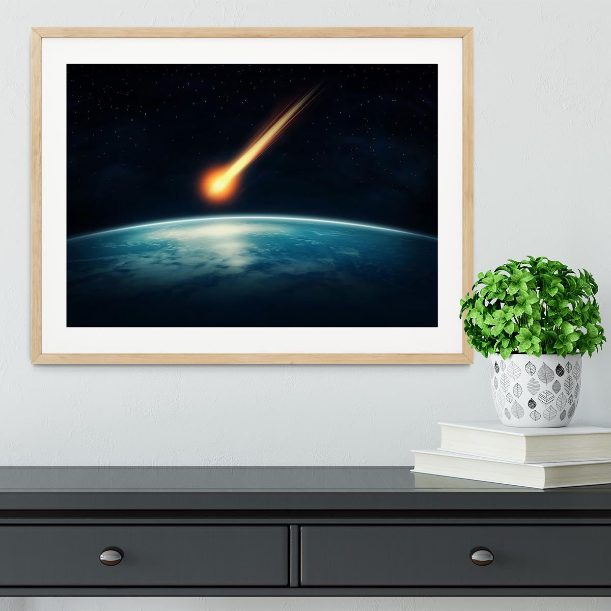 Meteor flying to the earth Framed Print - Canvas Art Rocks - 3