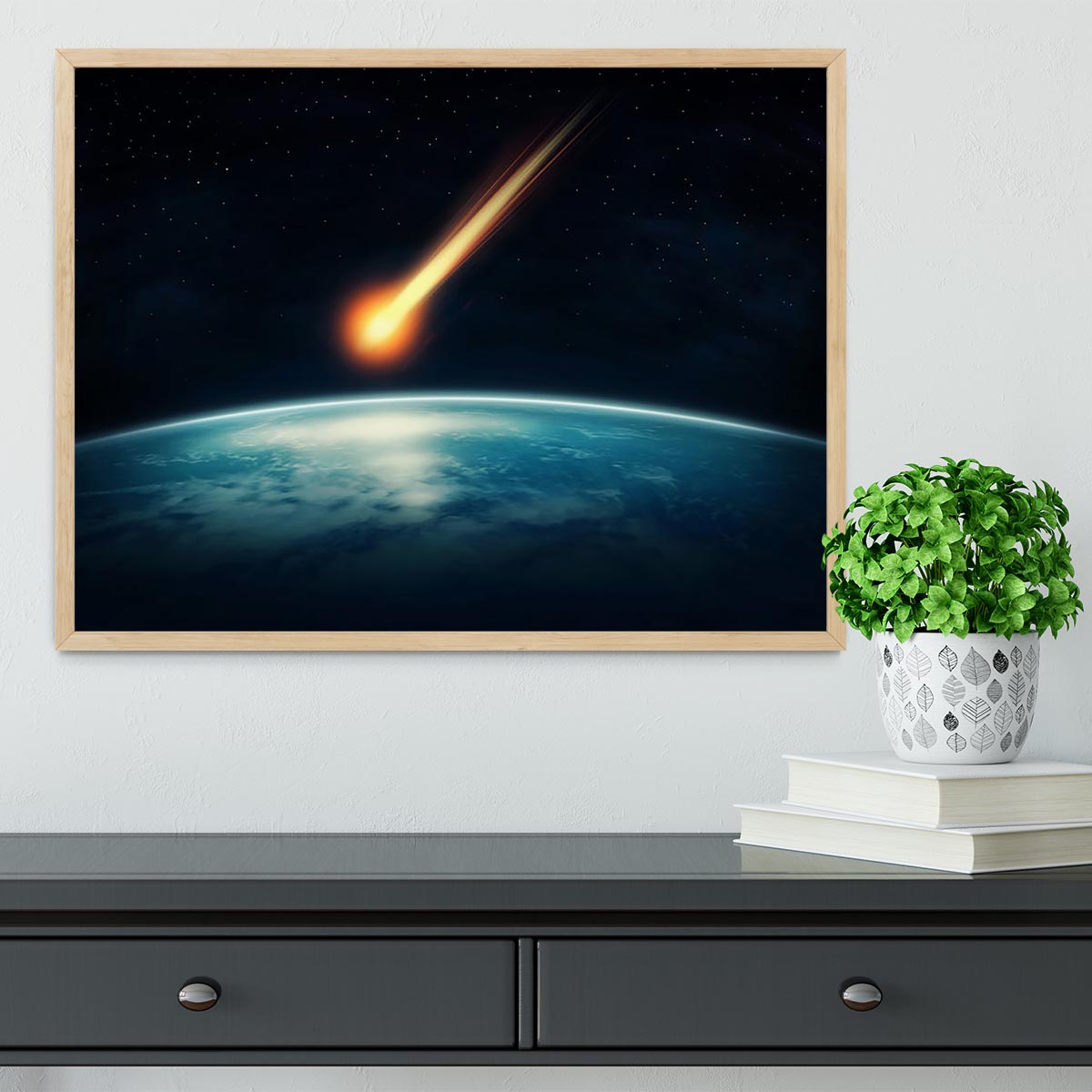 Meteor flying to the earth Framed Print - Canvas Art Rocks - 4