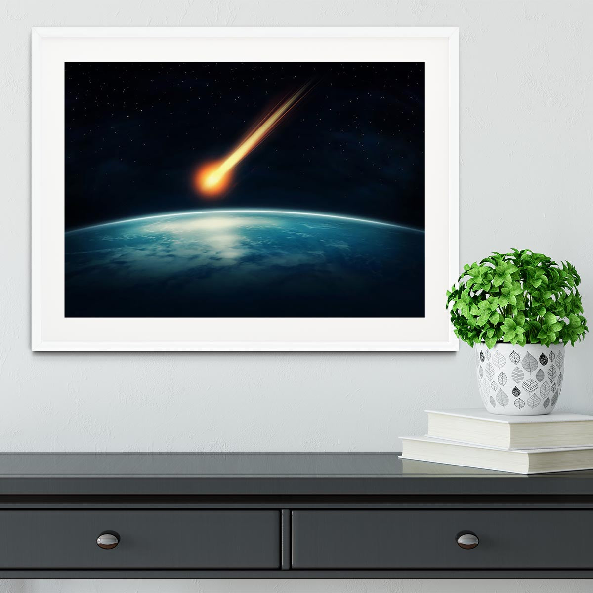 Meteor flying to the earth Framed Print - Canvas Art Rocks - 5