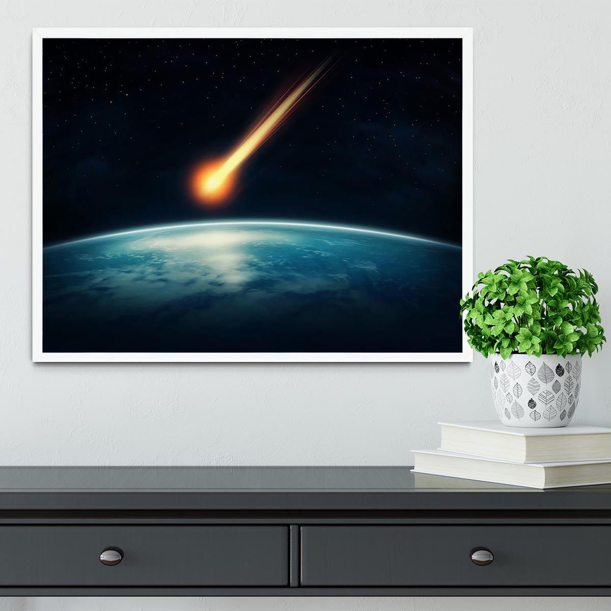 Meteor flying to the earth Framed Print - Canvas Art Rocks -6