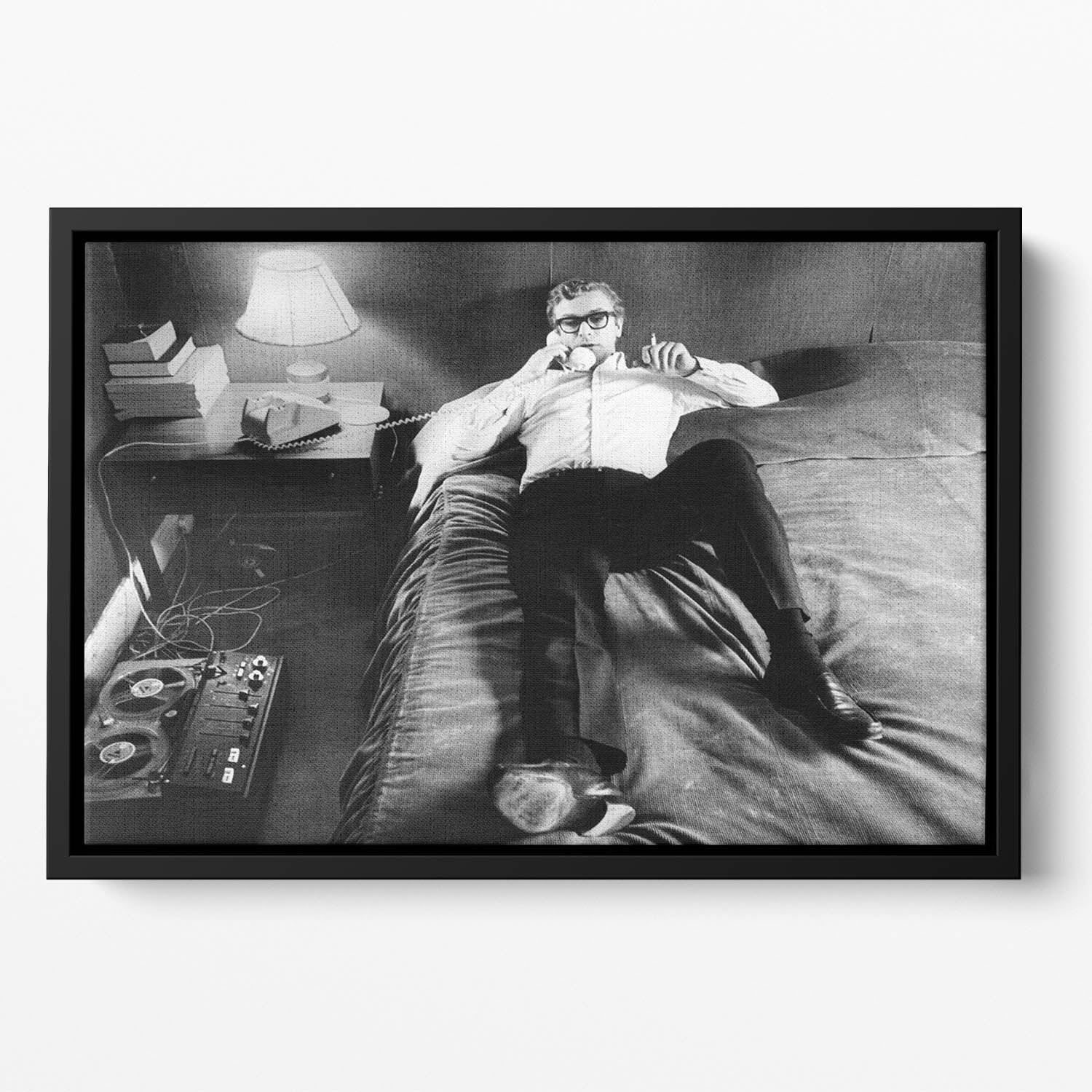 Michael Caine relaxing at home Floating Framed Canvas