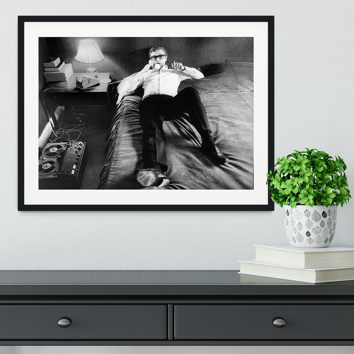 Michael Caine relaxing at home Framed Print - Canvas Art Rocks - 1