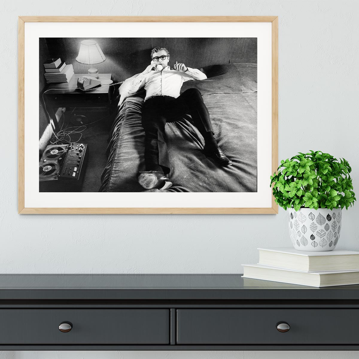 Michael Caine relaxing at home Framed Print - Canvas Art Rocks - 3