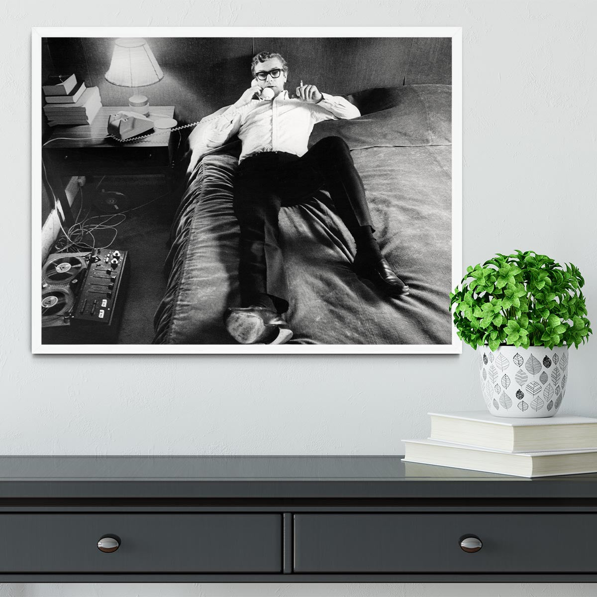 Michael Caine relaxing at home Framed Print - Canvas Art Rocks -6