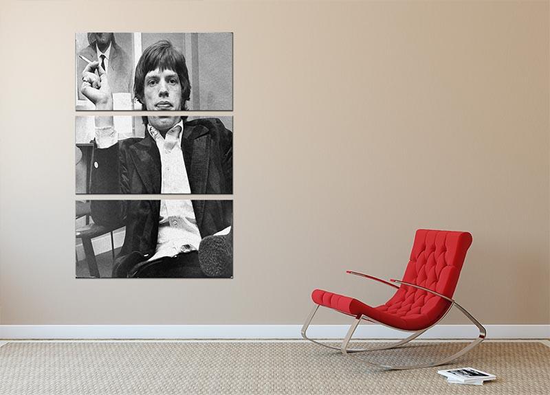 Mick Jagger with a smoke 3 Split Panel Canvas Print - Canvas Art Rocks - 2