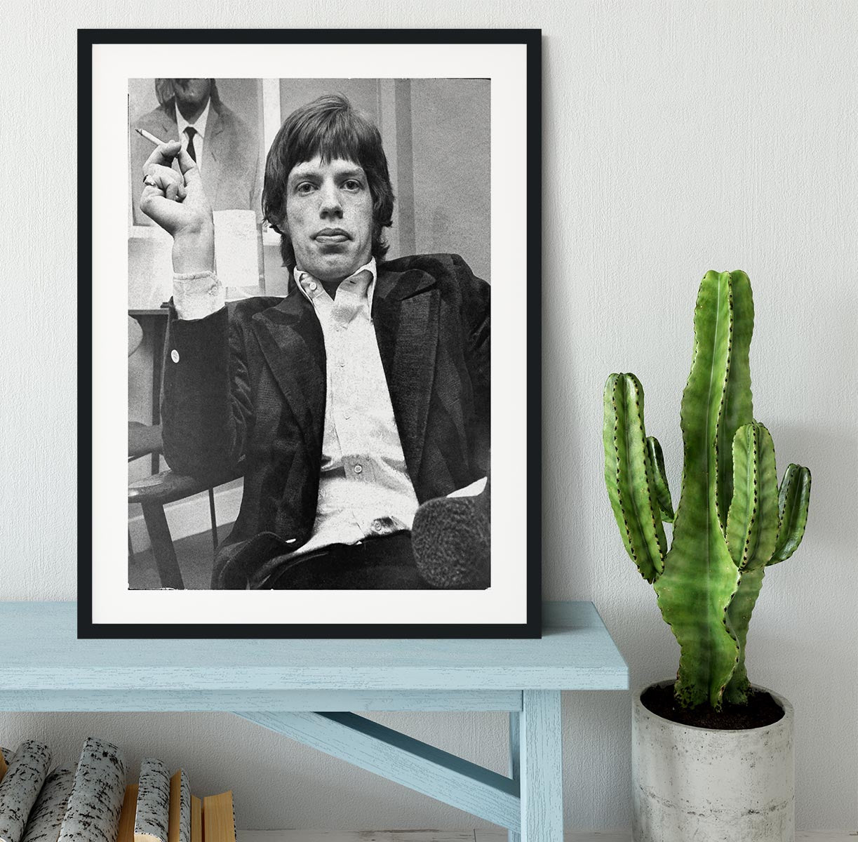 Mick Jagger with a smoke Framed Print - Canvas Art Rocks - 1