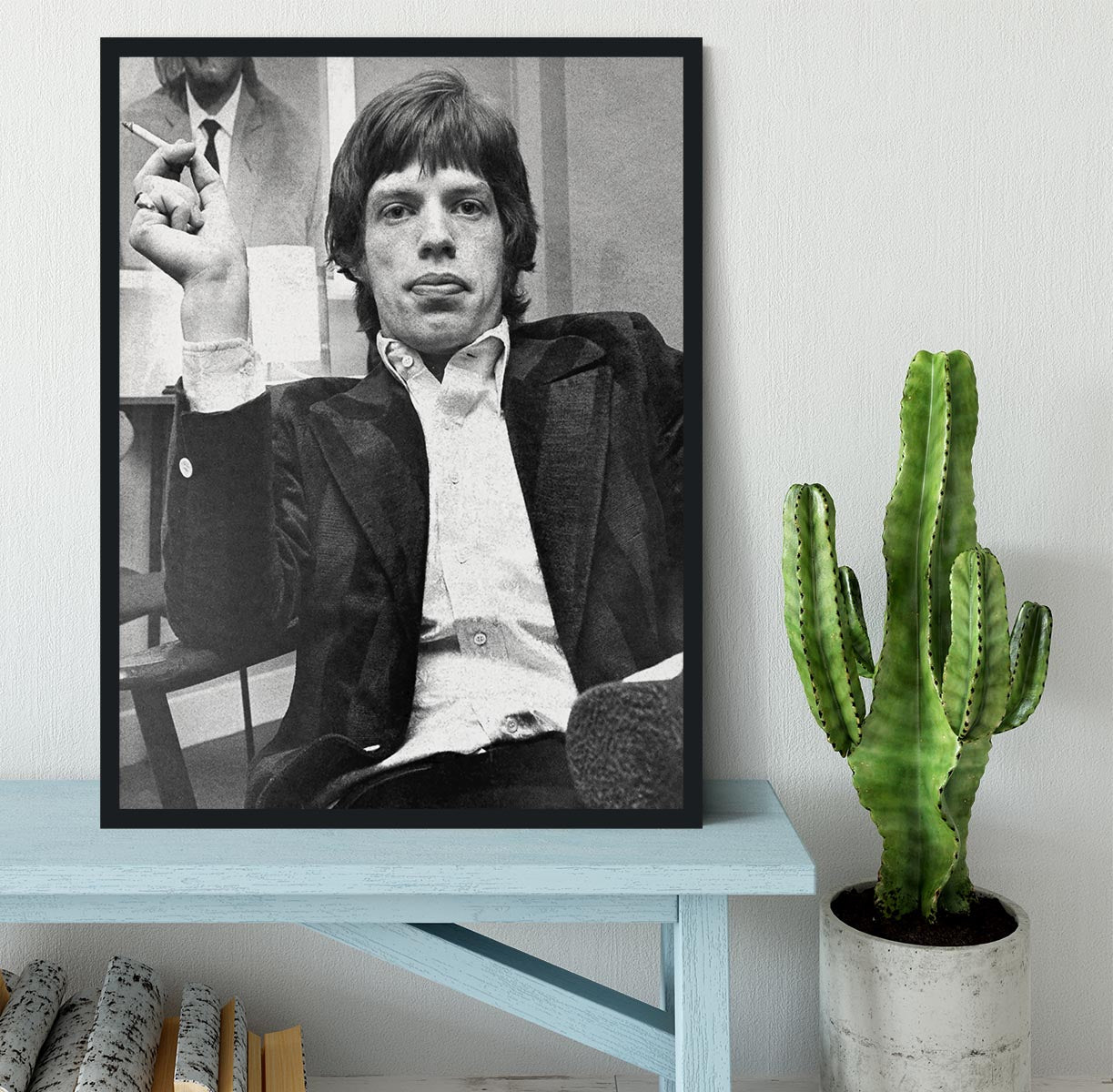 Mick Jagger with a smoke Framed Print - Canvas Art Rocks - 2