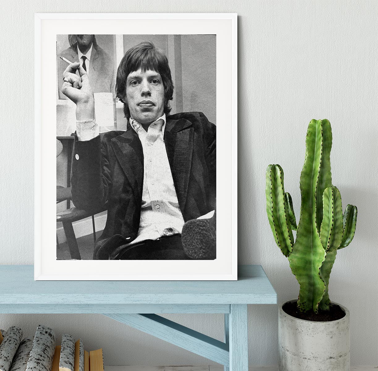Mick Jagger with a smoke Framed Print - Canvas Art Rocks - 5