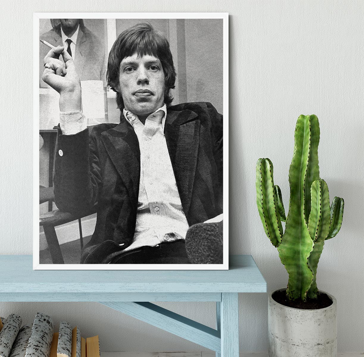 Mick Jagger with a smoke Framed Print - Canvas Art Rocks -6