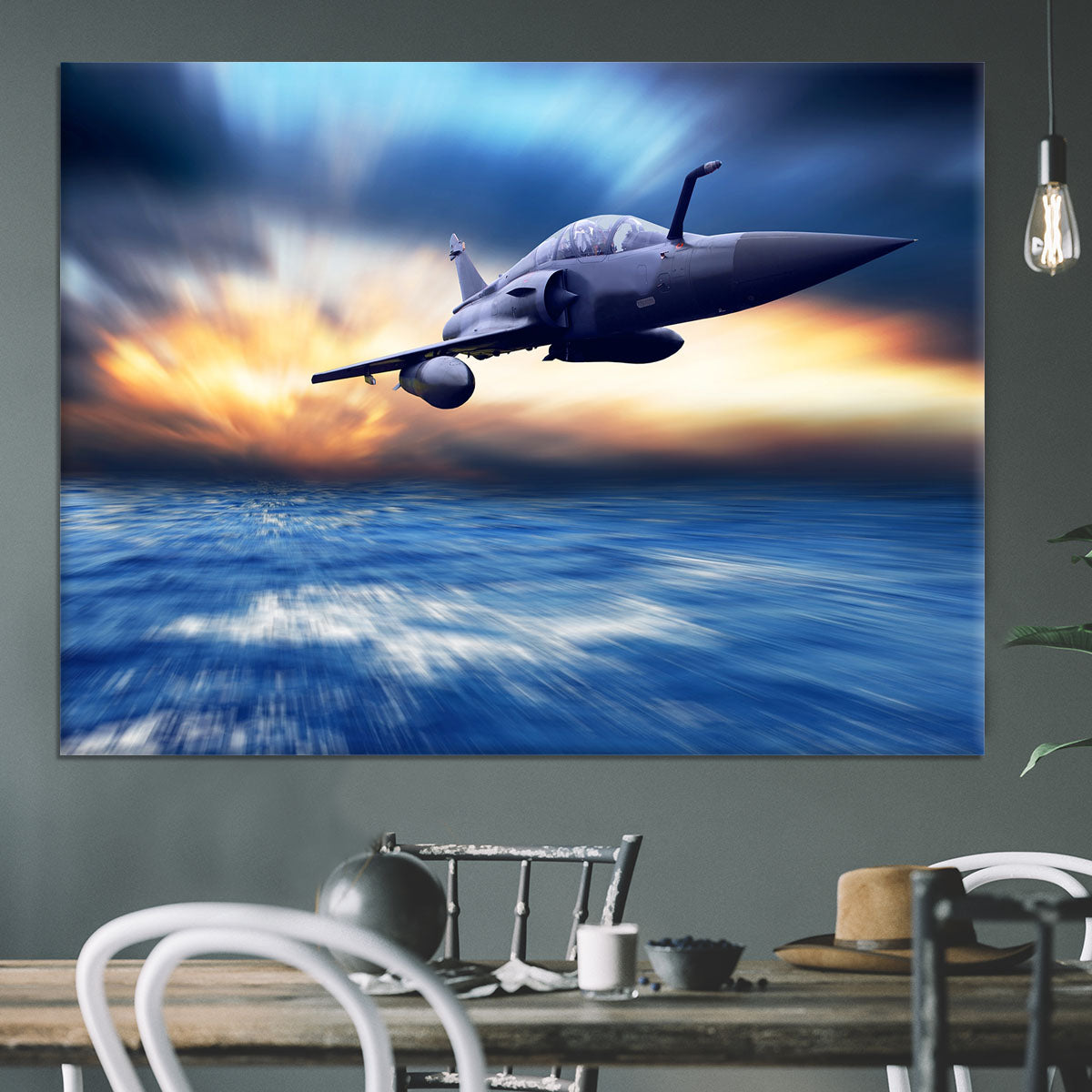 Military airplan on the speed Canvas Print or Poster - Canvas Art Rocks - 3