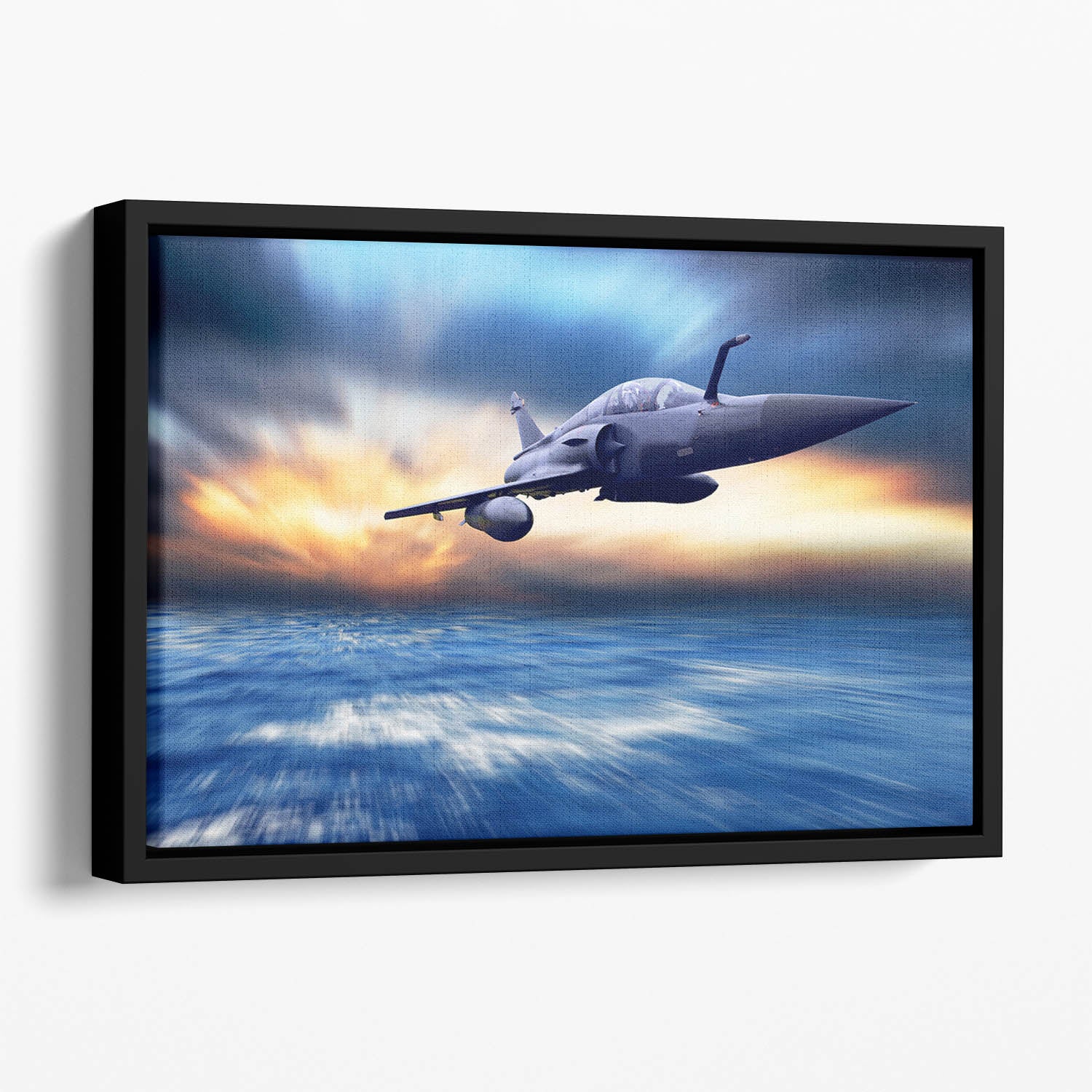 Military airplan on the speed Floating Framed Canvas