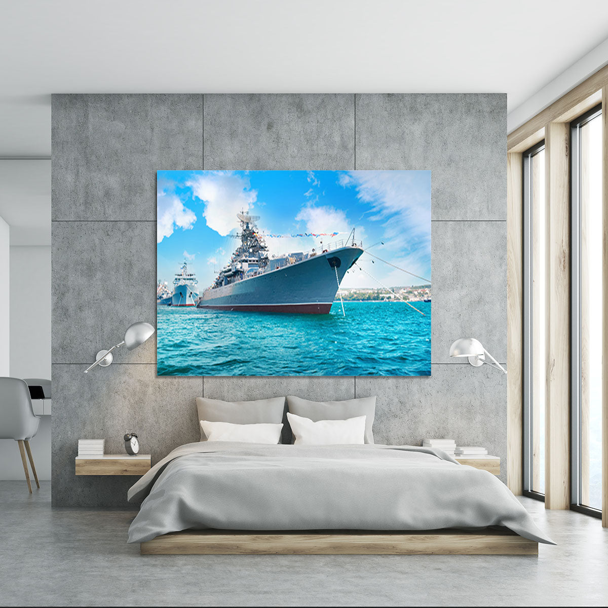 Military sea landscape with blue sky Canvas Print or Poster - Canvas Art Rocks - 5