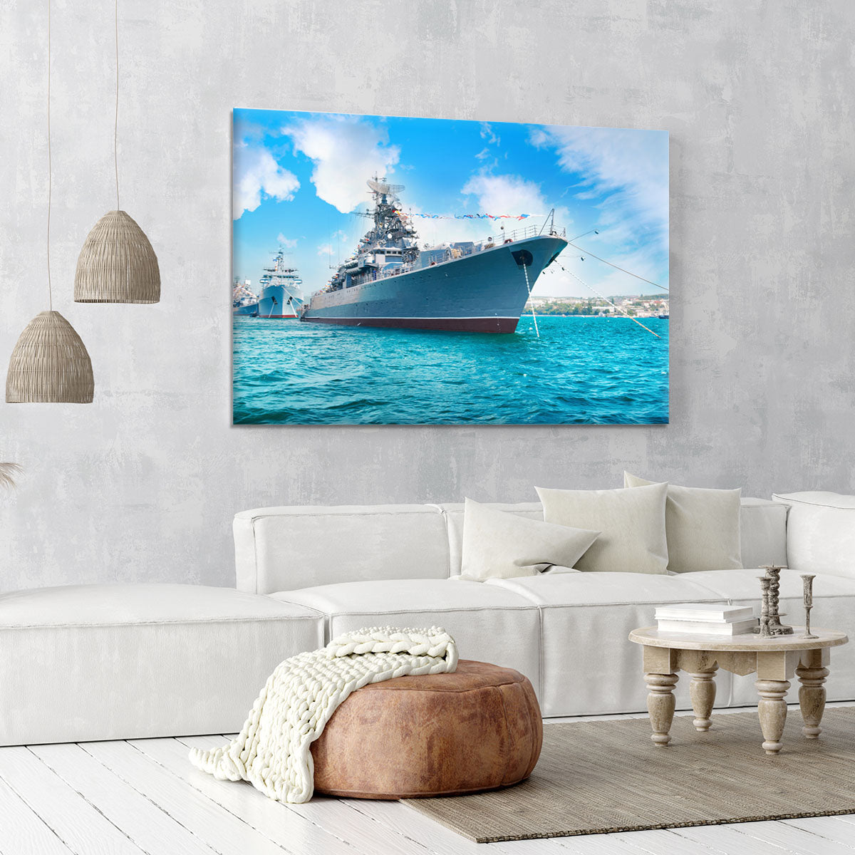 Military sea landscape with blue sky Canvas Print or Poster - Canvas Art Rocks - 6