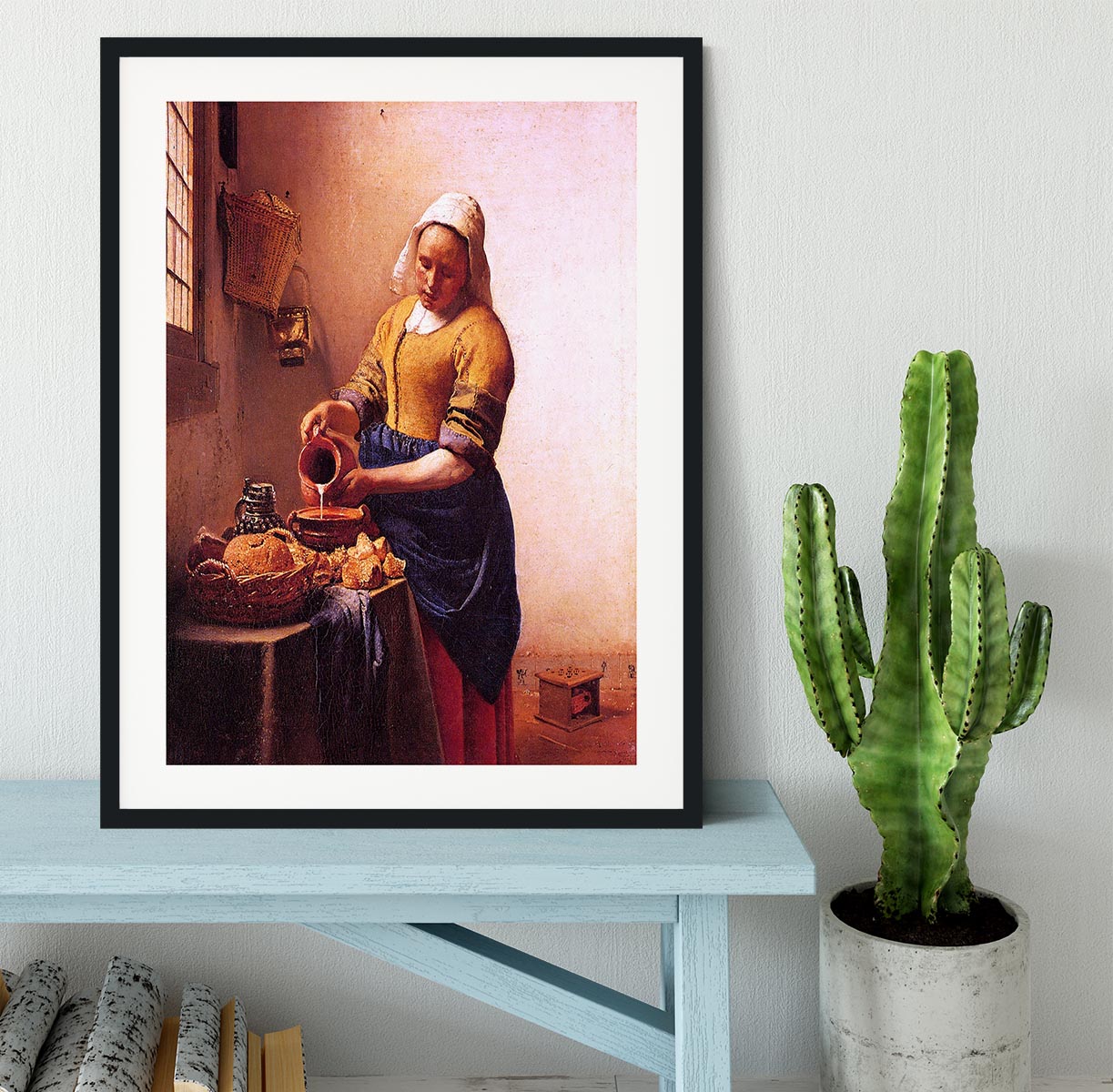 Milk maid by Vermeer Framed Print - Canvas Art Rocks - 1