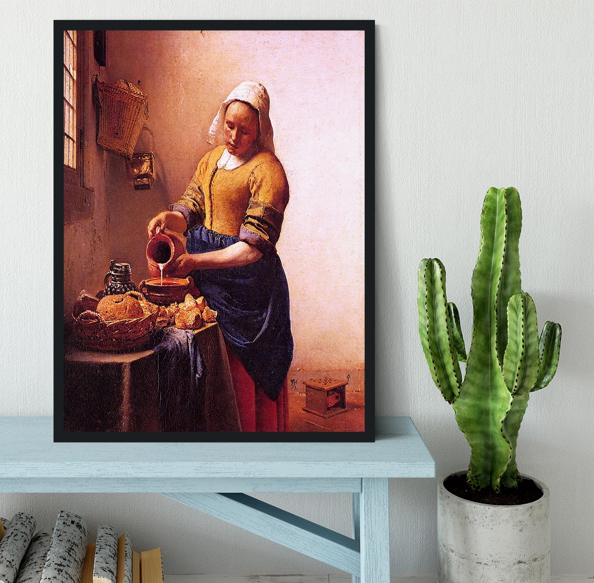 Milk maid by Vermeer Framed Print - Canvas Art Rocks - 2