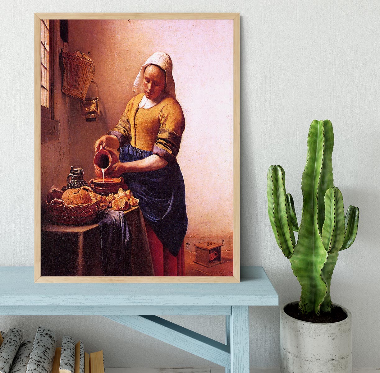Milk maid by Vermeer Framed Print - Canvas Art Rocks - 4