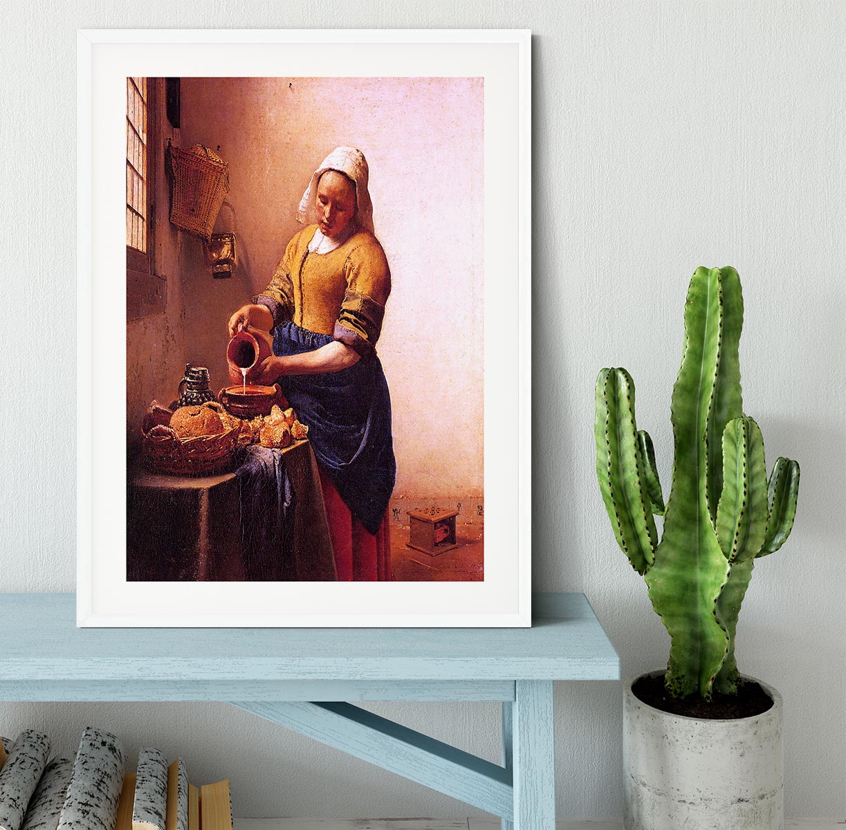 Milk maid by Vermeer Framed Print - Canvas Art Rocks - 5