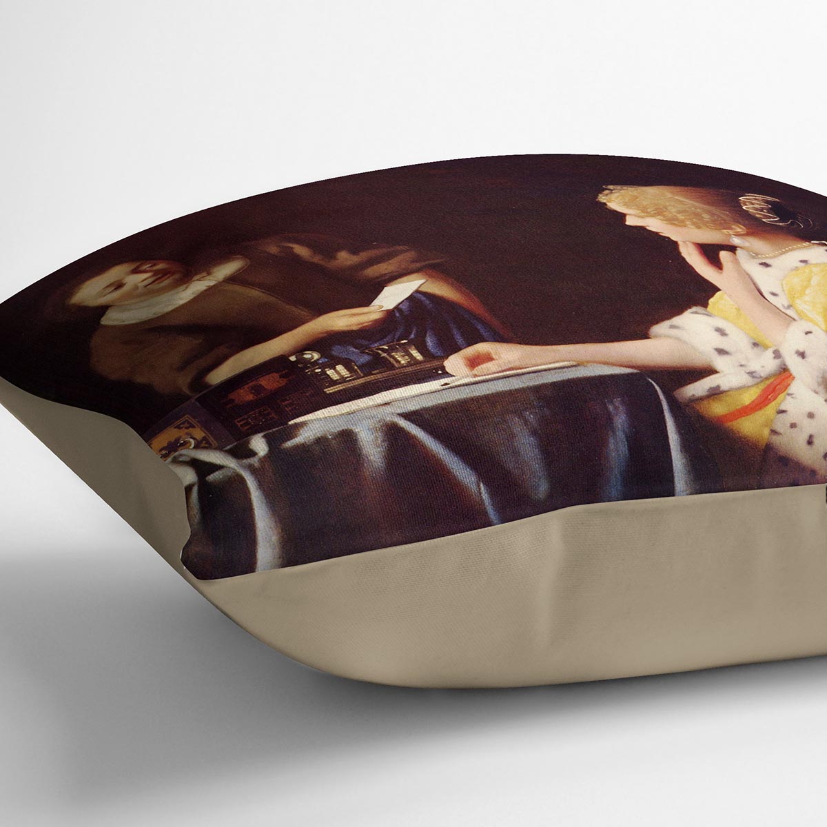Mistress and maid by Vermeer Cushion