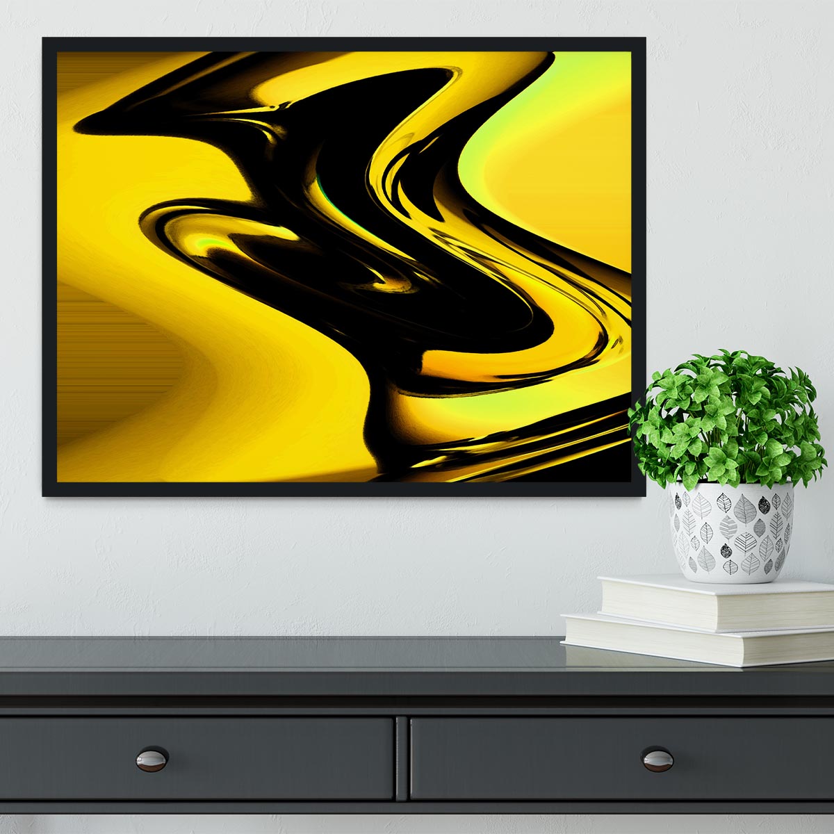 Modern Pop Art Yellow Framed Print - Canvas Art Rocks - 2