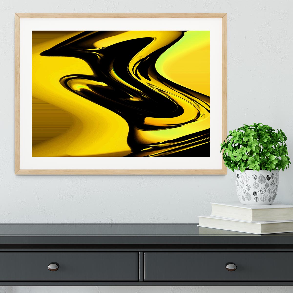 Modern Pop Art Yellow Framed Print - Canvas Art Rocks - 3