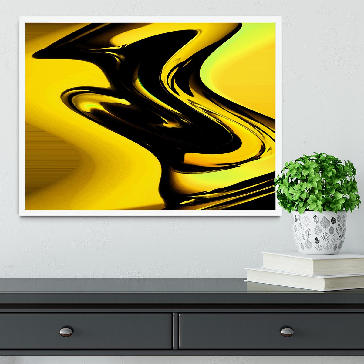 Modern Pop Art Yellow Framed Print - Canvas Art Rocks -6