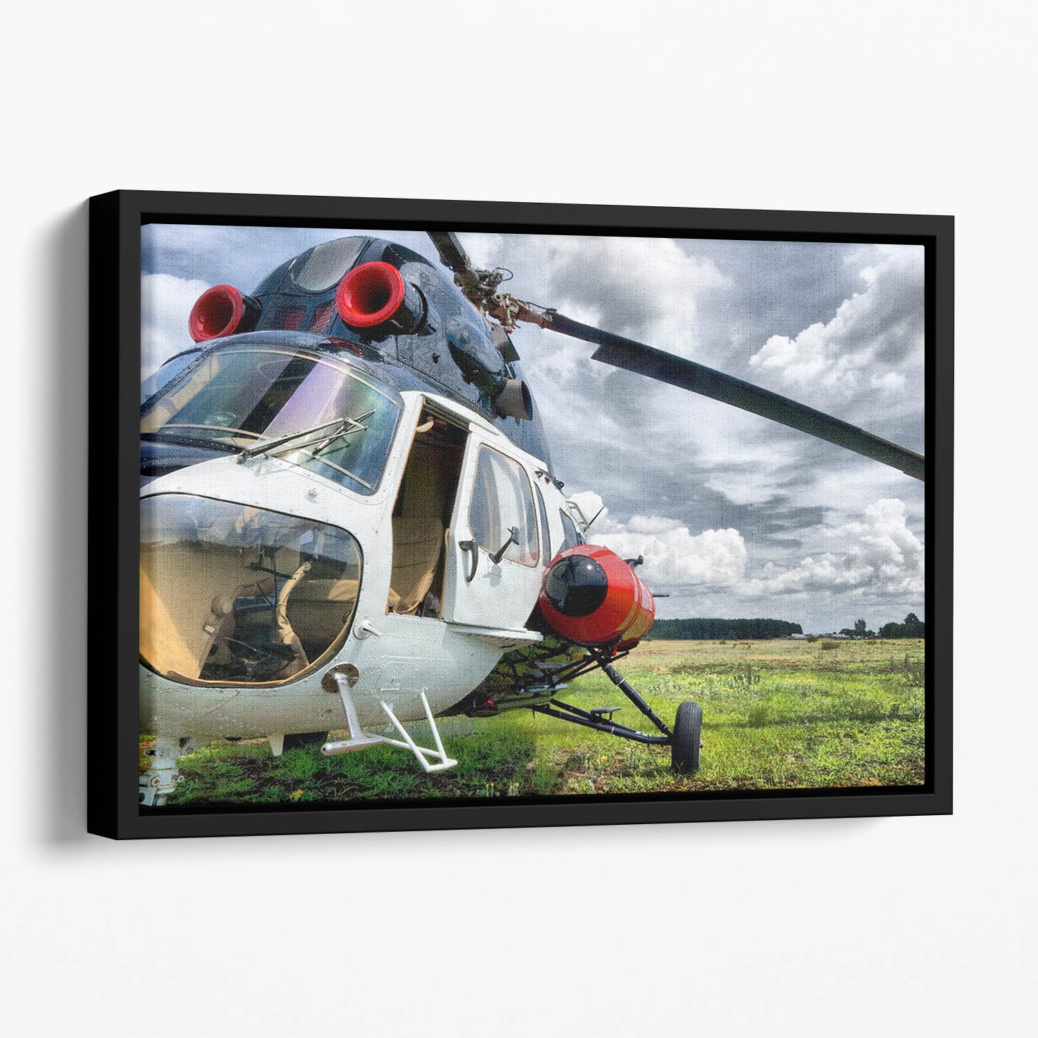 Modern light helicopter Floating Framed Canvas