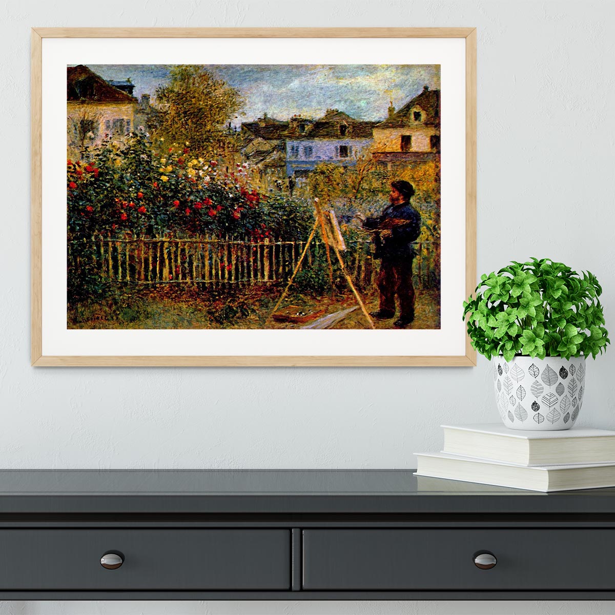Monet painting in his garden in Argenteuil Framed Print - Canvas Art Rocks - 3