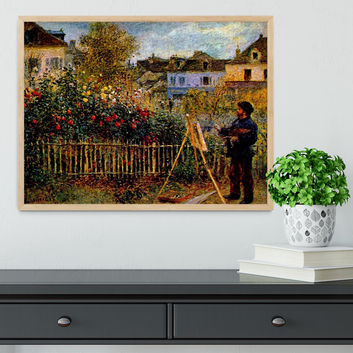 Monet painting in his garden in Argenteuil Framed Print - Canvas Art Rocks - 4