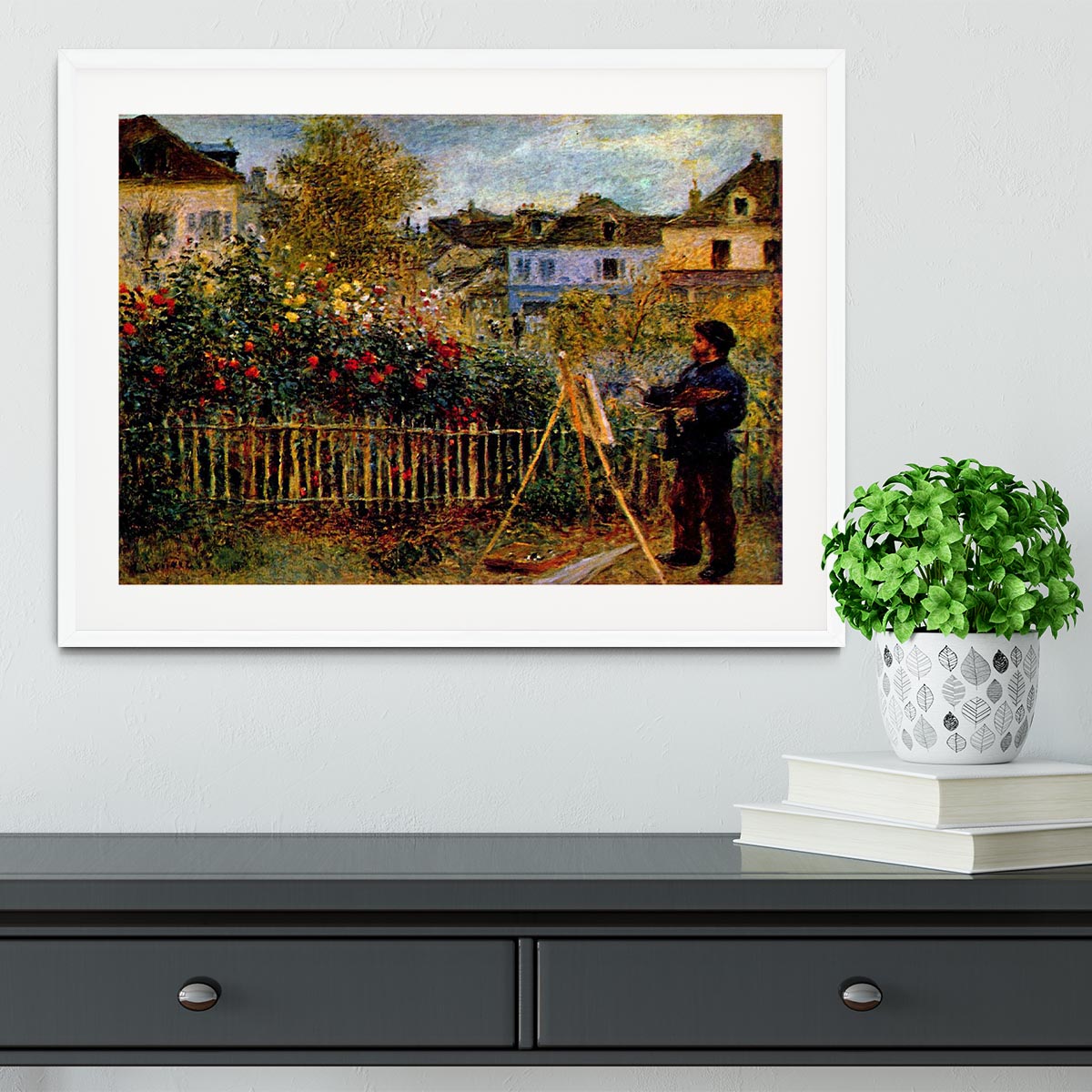 Monet painting in his garden in Argenteuil Framed Print - Canvas Art Rocks - 5