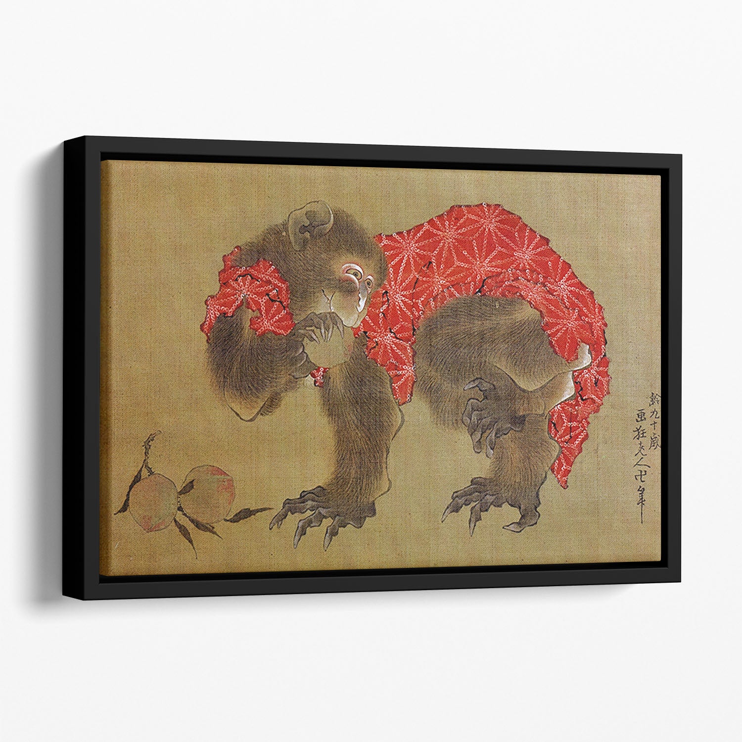 Monkey by Hokusai Floating Framed Canvas