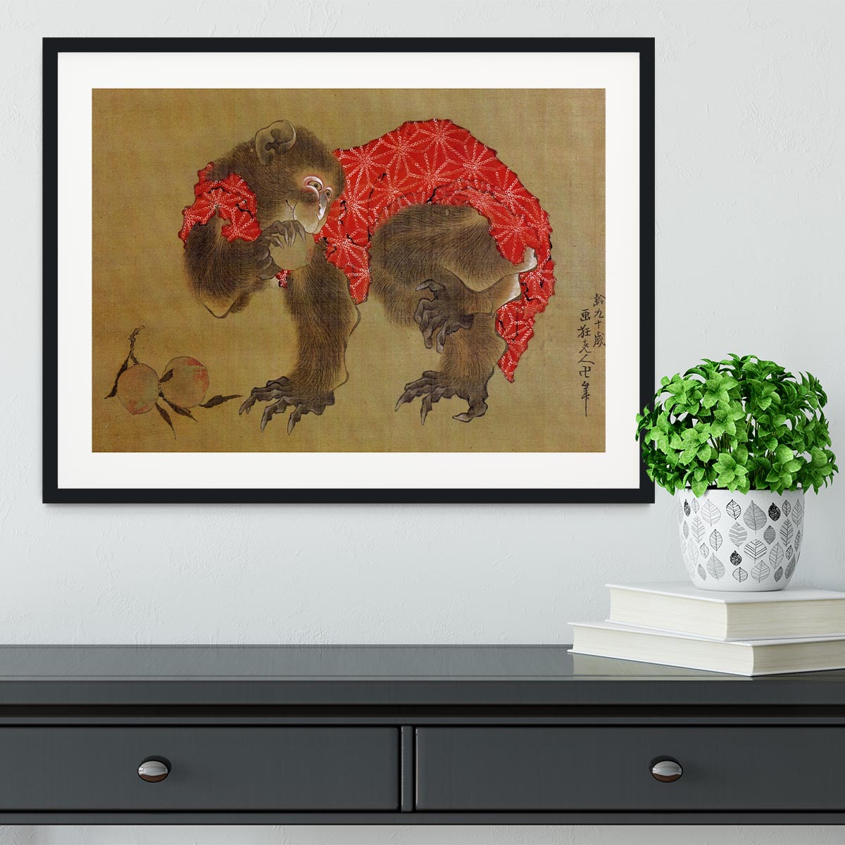 Monkey by Hokusai Framed Print - Canvas Art Rocks - 1