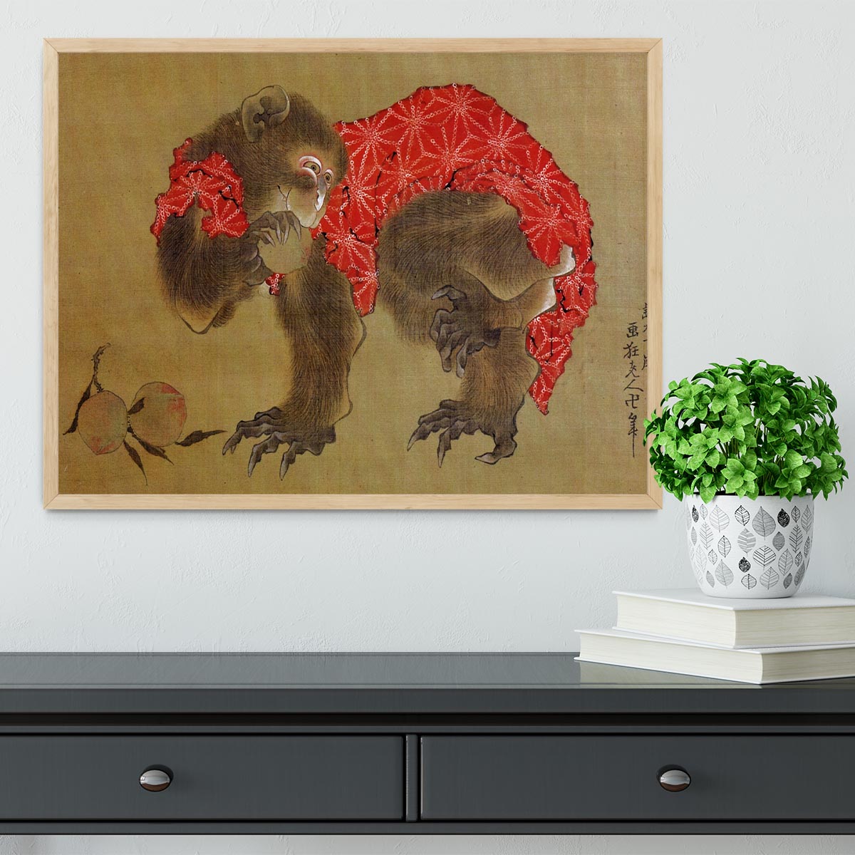 Monkey by Hokusai Framed Print - Canvas Art Rocks - 4