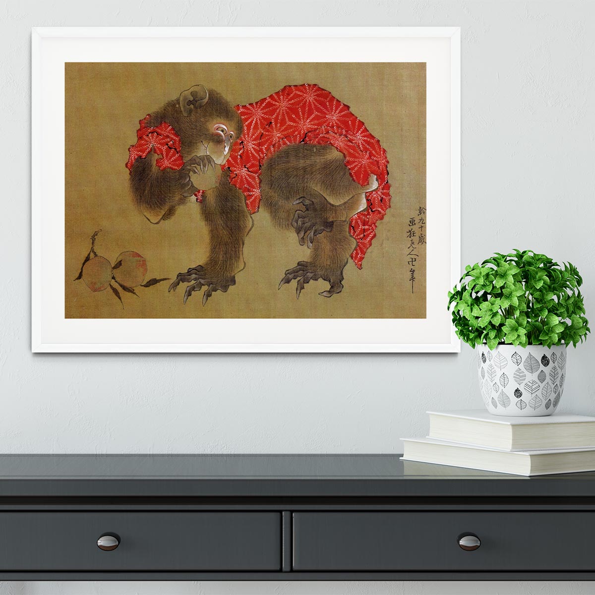 Monkey by Hokusai Framed Print - Canvas Art Rocks - 5