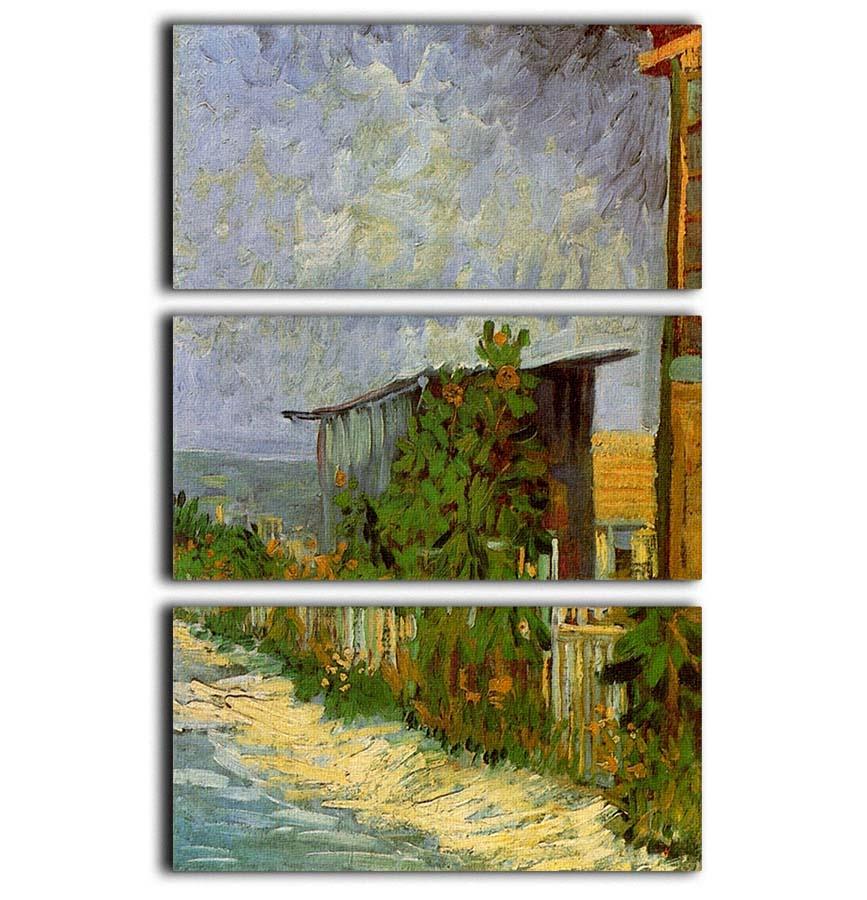 Montmartre Path with Sunflowers by Van Gogh 3 Split Panel Canvas Print - Canvas Art Rocks - 1