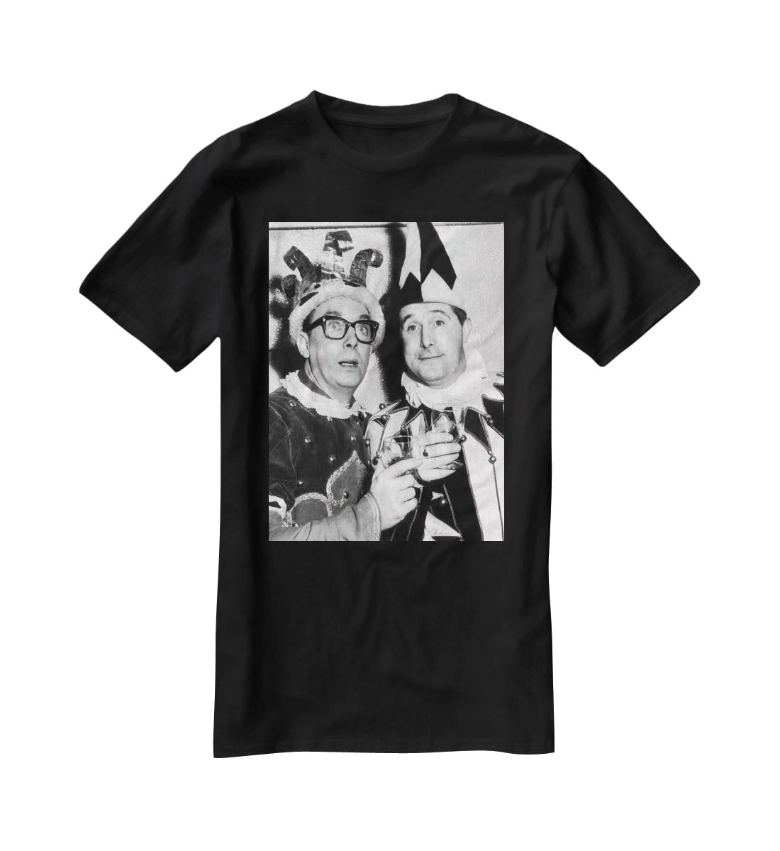Morecambe and Wise dressed as court jesters T-Shirt - Canvas Art Rocks - 1