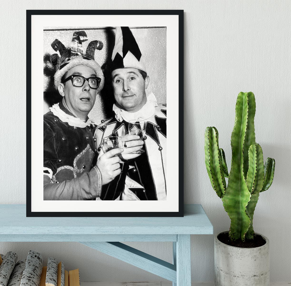 Morecambe and Wise dressed as court jesters Framed Print - Canvas Art Rocks - 1